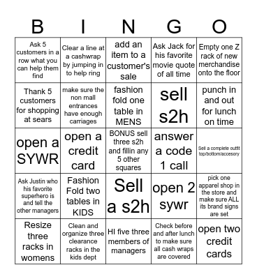 MCA Bingo Card