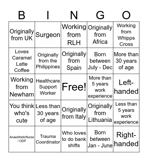 BESTOrthopaedicTeam Bingo Card