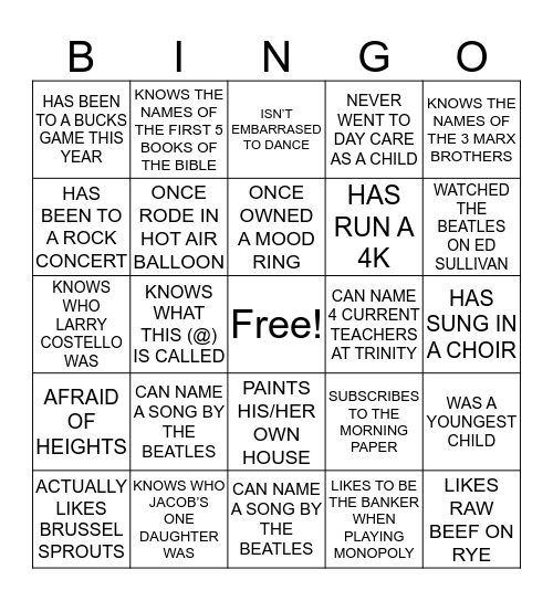 T3 Bingo Card