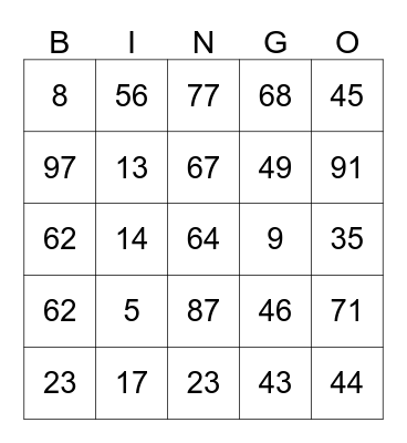 MATHEMATICS Bingo Card