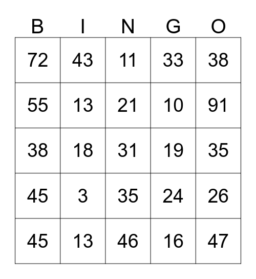 MATHEMATICS Bingo Card