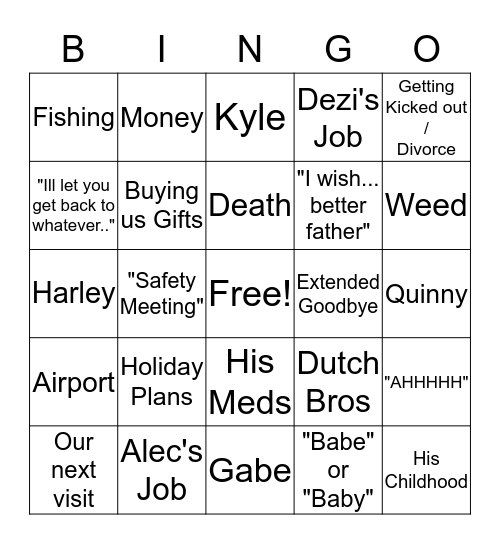 Dad's Call  Bingo Card
