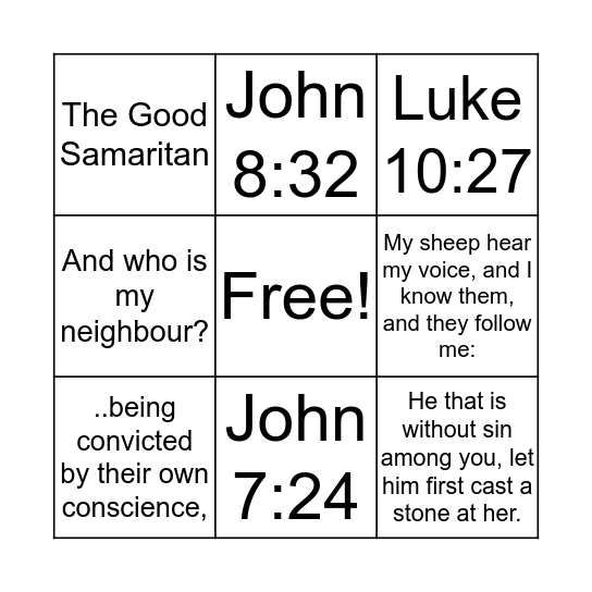 I am the Good Shepherd Bingo Card