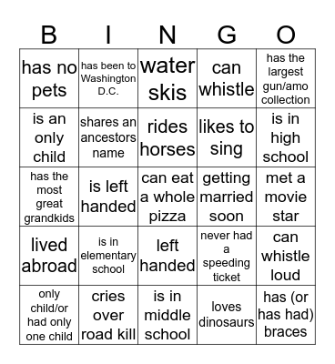 Albrandt reunion 2019 Bingo Card