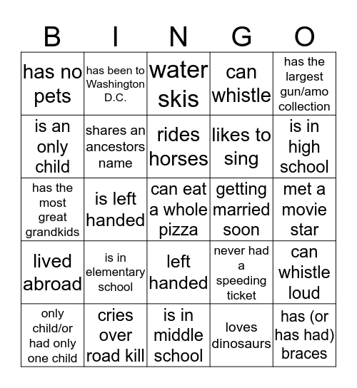 Albrandt reunion 2019 Bingo Card
