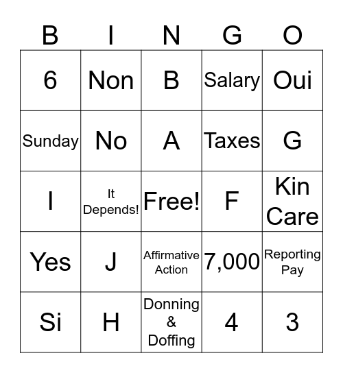 HR Compliance Bingo  Bingo Card
