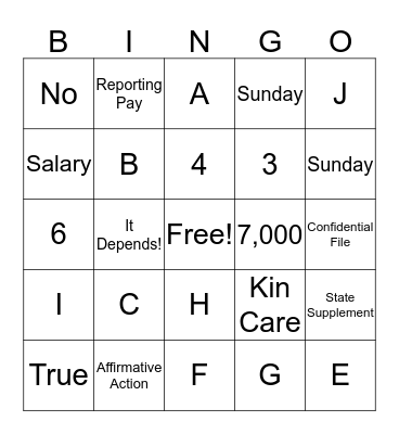 HR Compliance Bingo Card