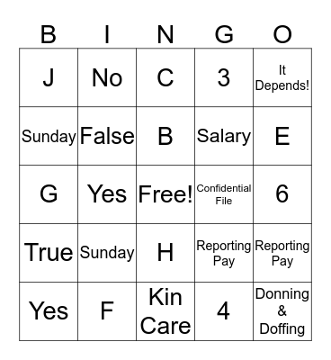 HR Compliance Bingo Card
