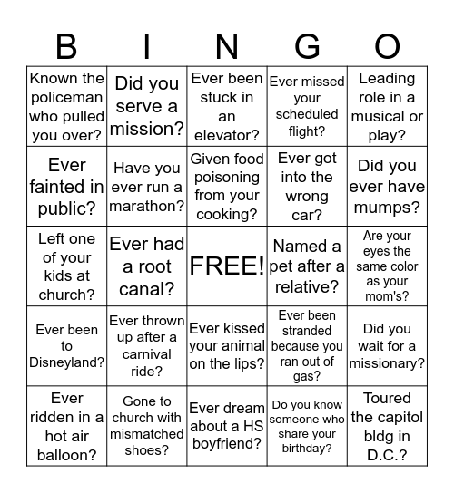 What Do You Know Bingo Card