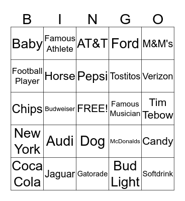 Super Bowl Bingo Card