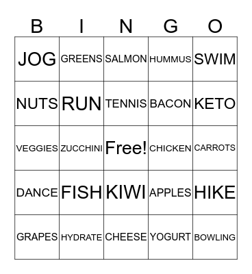 HEALTH BINGO Card