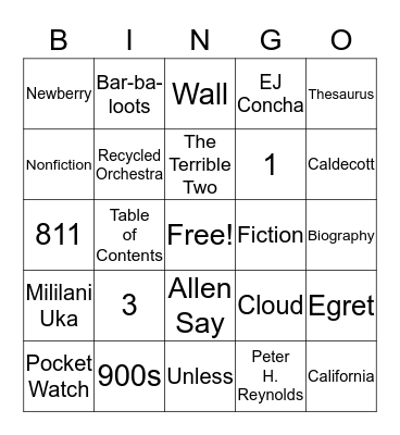 Library Bingo Card