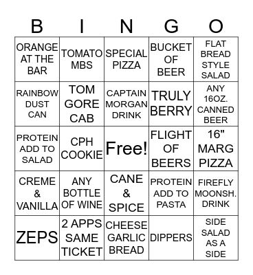 CPH Upseller Bingo Card