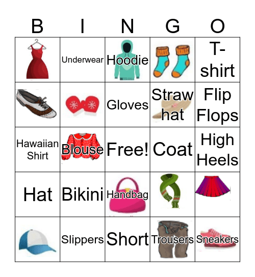 Clothes Bingo Card