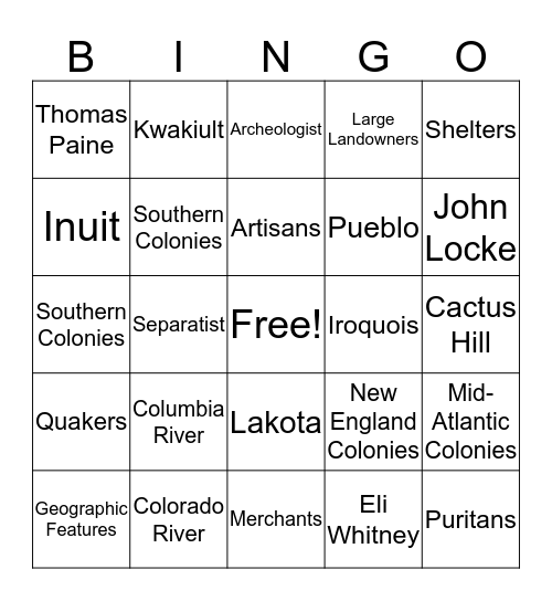 Review I Bingo Card