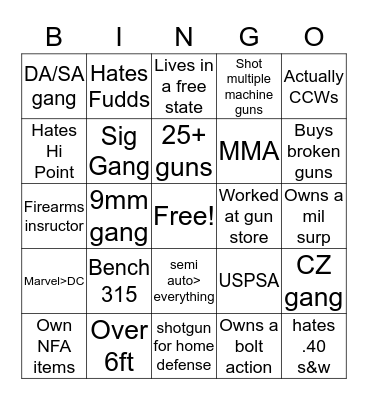 GunsNGains Bingo Card