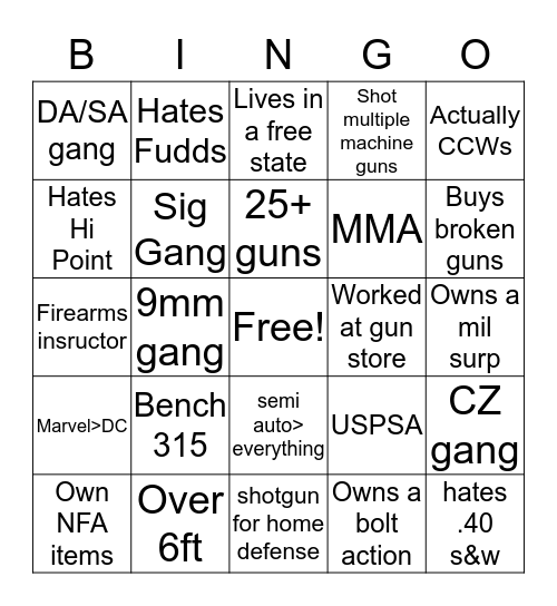 GunsNGains Bingo Card