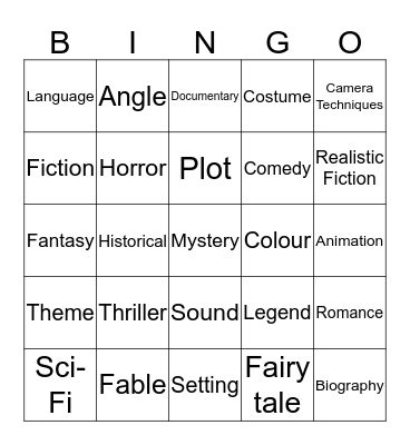 Genre BINGO Card