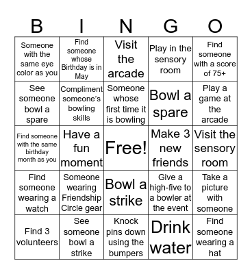 Bowl4Friendship BINGO Card