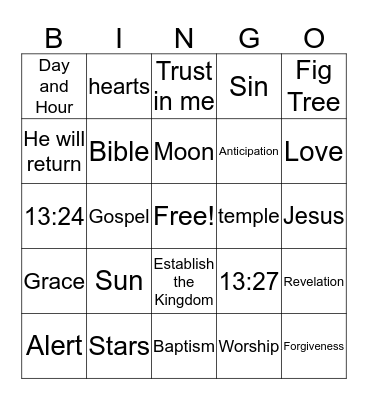 Christ is Coming Bingo Card