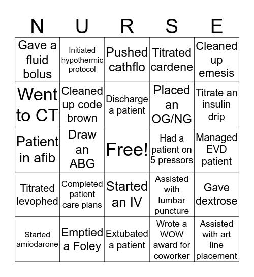 Nurses Week Bingo Card