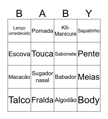 Bingo do Benjamim Bingo Card