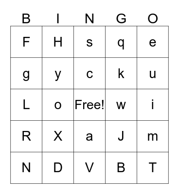 Alphabet BINGO (easy) Bingo Card