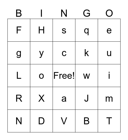 Alphabet BINGO (easy) Bingo Card