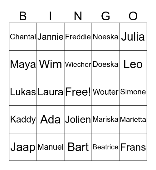 Jaap 50! Bingo Card