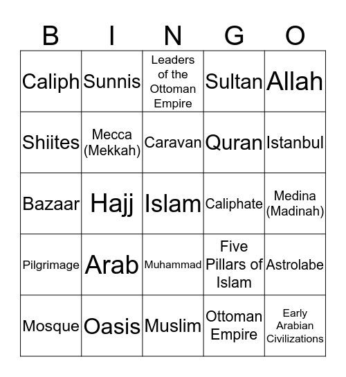 Islam Review Bingo Card