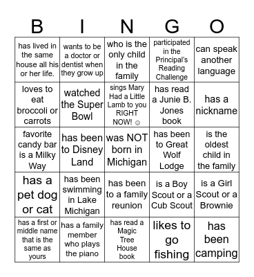 Big Event Human Bingo:  Find someone who... Bingo Card