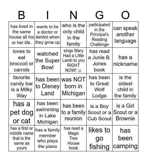 Big Event Human Bingo:  Find someone who... Bingo Card