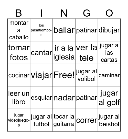 Los Pasatiempos  Bingo Card