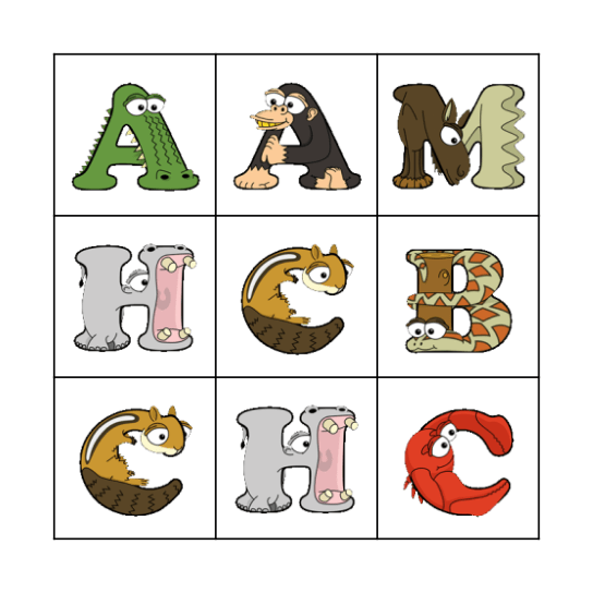 Animals Bingo Card