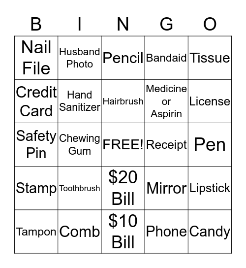 Handbag Bingo! Bingo Card