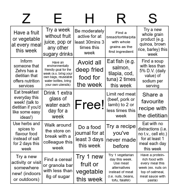 Health and Wellness Spring BINGO Challenge  Bingo Card