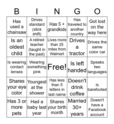 Find the Guest Bingo Card