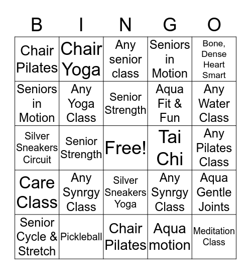 Better Body Bingo Senior Bingo Card