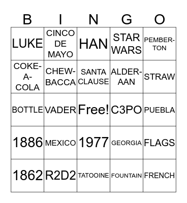 HAVE A COKE, CINCO DE STAR WARS Bingo Card