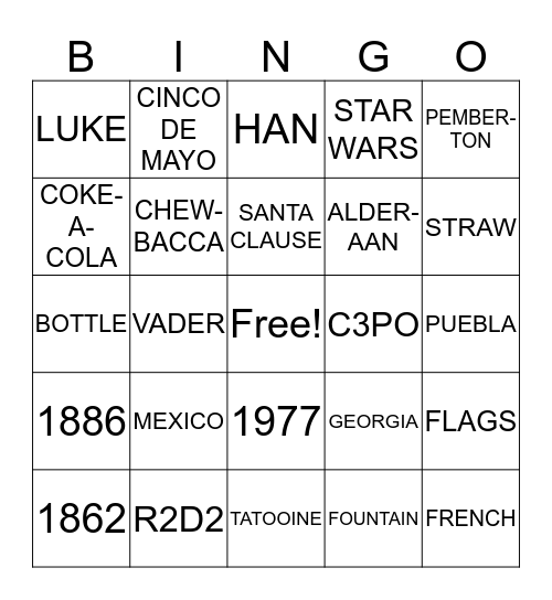 HAVE A COKE, CINCO DE STAR WARS Bingo Card
