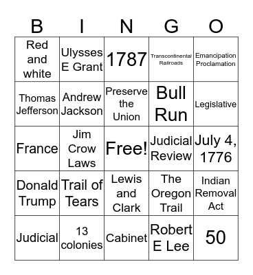 Final Exam Bingo Card