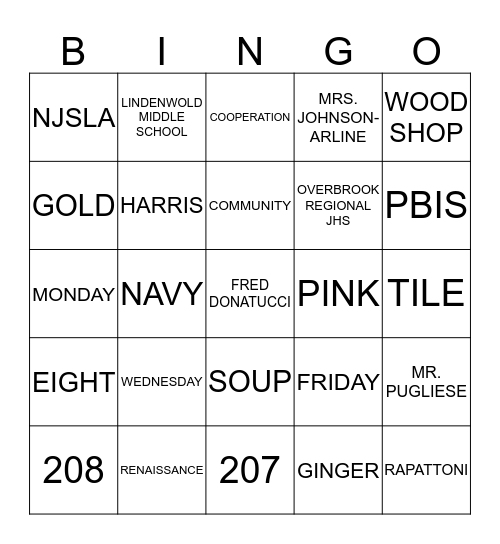 TEACHER APPREACIATION BINGO 2019 Bingo Card