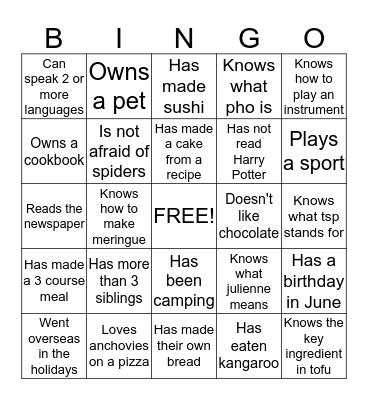 Da Vinci Bingo Card