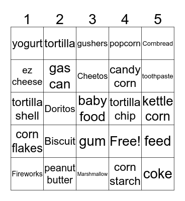 Food For America  Bingo Card