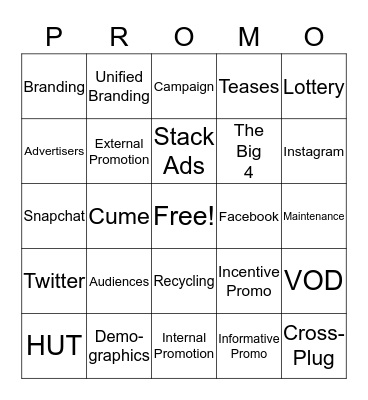 Big Money Promotions  Bingo Card