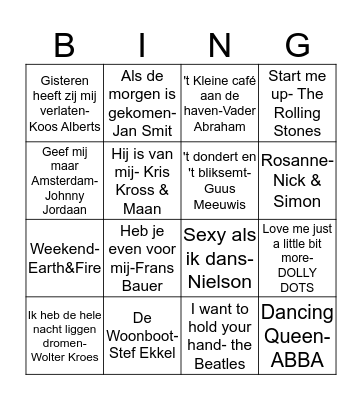 SWINGO Bingo Card