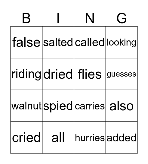 R.R 8.1 Bingo Card