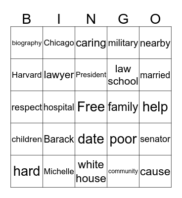 Obama Bingo Card