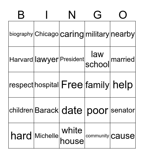 Obama Bingo Card