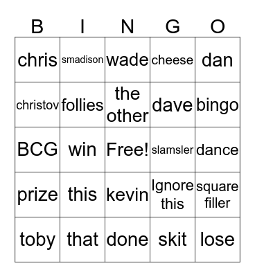 Follies Bingo Card